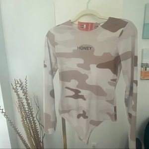 Camo long sleeve bodysuit